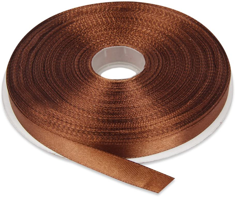 Topenca Supplies 3/8 Inches x 50 Yards Double Face Solid Satin Ribbon Roll, White Arts & Entertainment > Hobbies & Creative Arts > Arts & Crafts > Art & Crafting Materials > Embellishments & Trims > Ribbons & Trim Topenca Supplies Brown 3/8" x 50 yards 