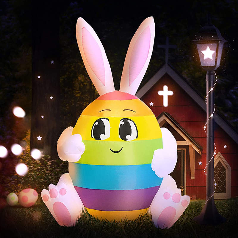Rayuwen Easter Inflatables Outdoor Decorations Rabbit Toy Model Holiday Festival Home Party Family LED Luminous Prop for Yard Garden Home & Garden > Decor > Seasonal & Holiday Decorations Rayuwen Yellow  