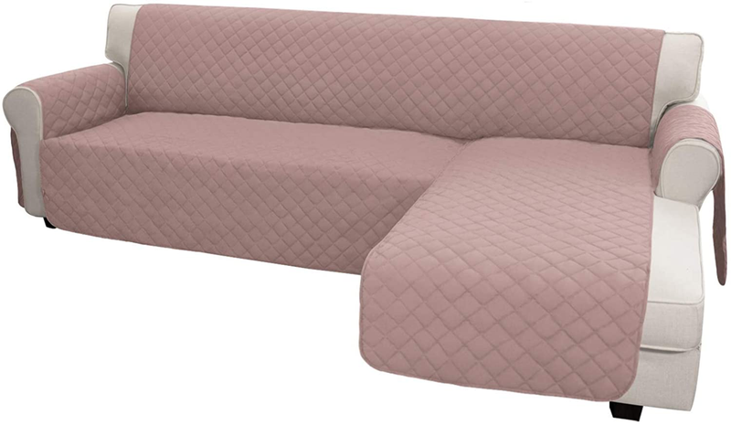 Easy-Going Sofa Slipcover L Shape Sofa Cover Sectional Couch Cover Chaise Slip Cover Reversible Sofa Cover Furniture Protector Cover for Pets Kids Children Dog Cat (Large,Dark Gray/Dark Gray) Home & Garden > Decor > Chair & Sofa Cushions Easy-Going Pink/Pink Small 