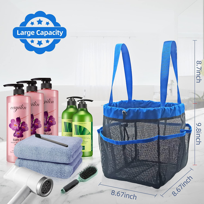 Mesh Shower Caddy Bag for Bathroom, Portable Shower Tote Bag for Camping Dorm Travel Bath Room with Key Hook, Reinforced Handles, Adjustable Drawstring Sporting Goods > Outdoor Recreation > Camping & Hiking > Portable Toilets & Showers ledfaah   