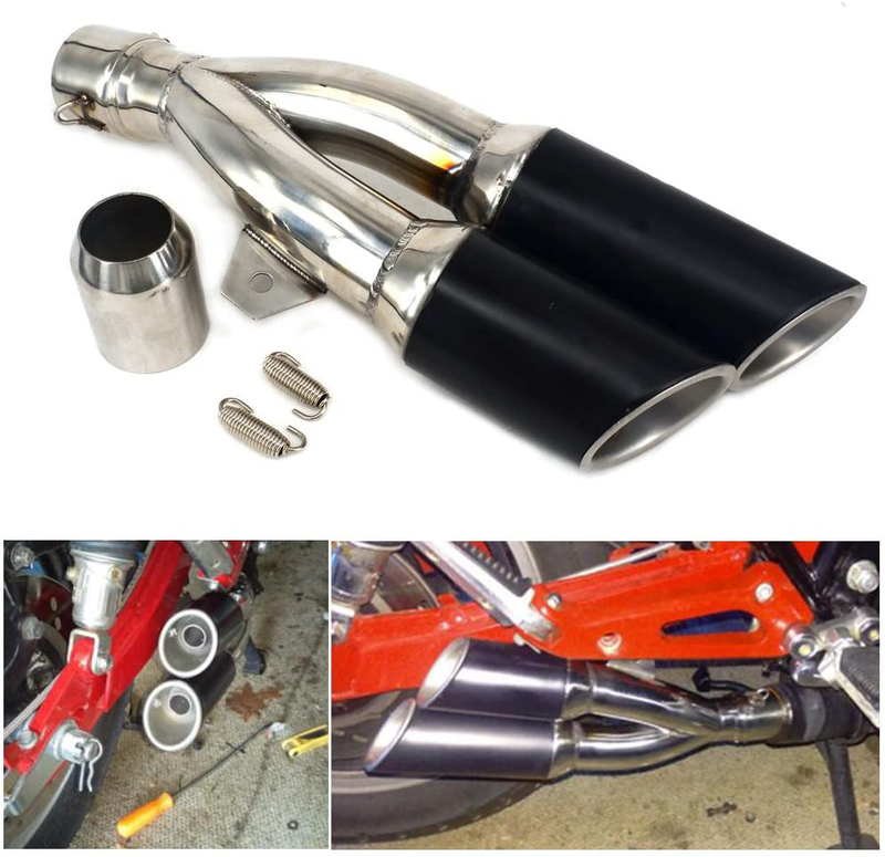 JFG RACING Slip on Exhaust 1.5-2 Inlet Stainelss Steel Muffler with Moveable DB Killer for Dirt Bike Street Bike Scooter ATV Racing