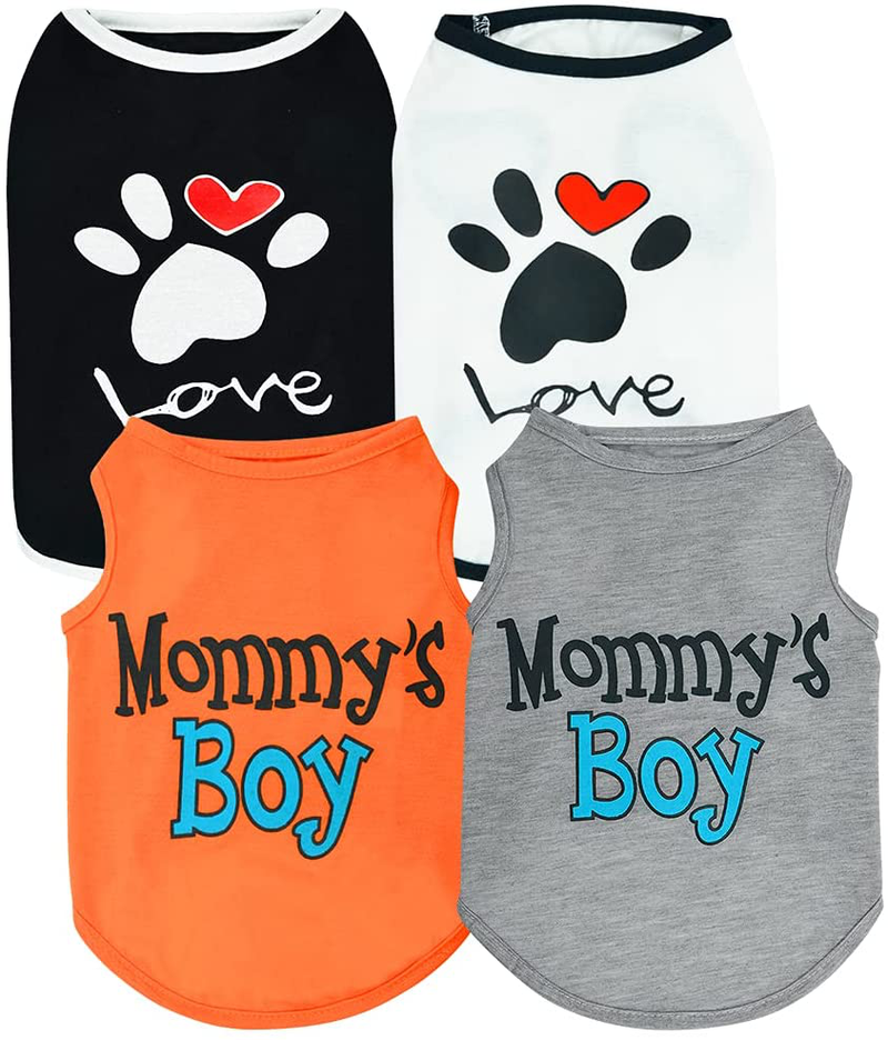 Sebaoyu Dog Shirts for Medium Dogs 4 Pack Puppy Clothes Summer Apparel Cute Puppy Vest for Small&Large Dogs Cats Boy&Girls Animals & Pet Supplies > Pet Supplies > Dog Supplies > Dog Apparel Sebaoyu Small/2.4-4.4 LB  