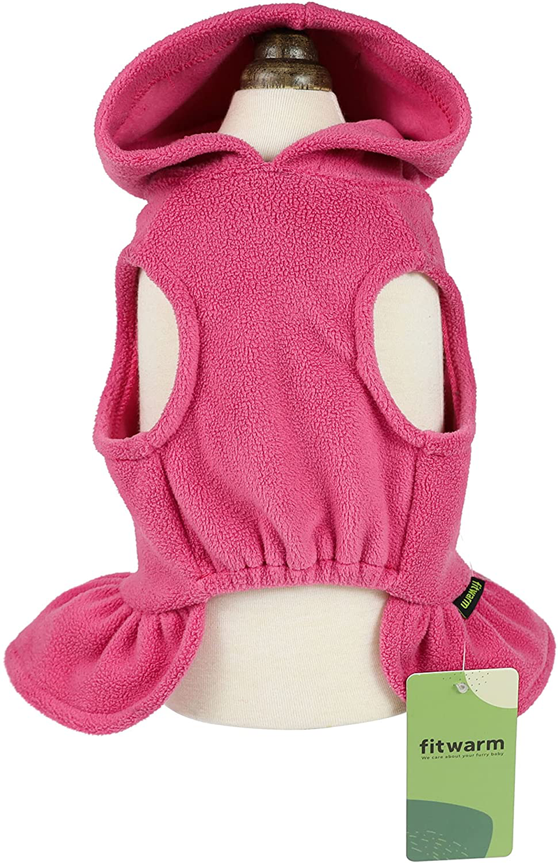 Fitwarm Soft Fleece Girl Dog Hoodie Dress Puppy Hooded Coat Thermal Outfit Doggie Vest Sweater Pet Winter Clothes Cat Jackets Animals & Pet Supplies > Pet Supplies > Dog Supplies > Dog Apparel Fitwarm   