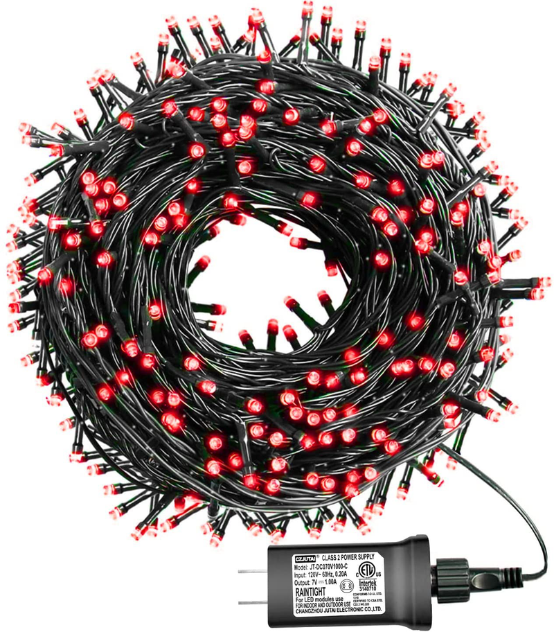 YEGUO Red Valentine Lights, 200 LED Christmas Lights Outdoor Waterproof, Christmas Tree Lights Indoor, 8 Modes 66Ft Green Wire Twinkle String Lights Plug in for Valentine'S Day Holiday