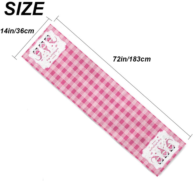 JXCH Valentine'S Day Gnome Table Runner Valentines Day Gifts for Him Her Kids Valentines Day Decor Pink Buffalo Plaid Table Runner for Couple Valentine'S Day Table Decorations Dinner Party Supplies Home & Garden > Decor > Seasonal & Holiday Decorations JXCH   