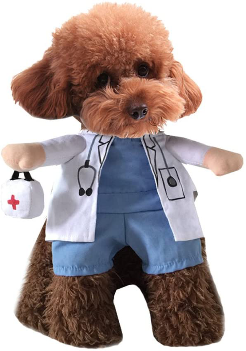 NACOCO Dog Cat Doctor Costume Pet Doctor Clothing Halloween Jeans Outfit Apparel Animals & Pet Supplies > Pet Supplies > Cat Supplies > Cat Apparel NACOCO   