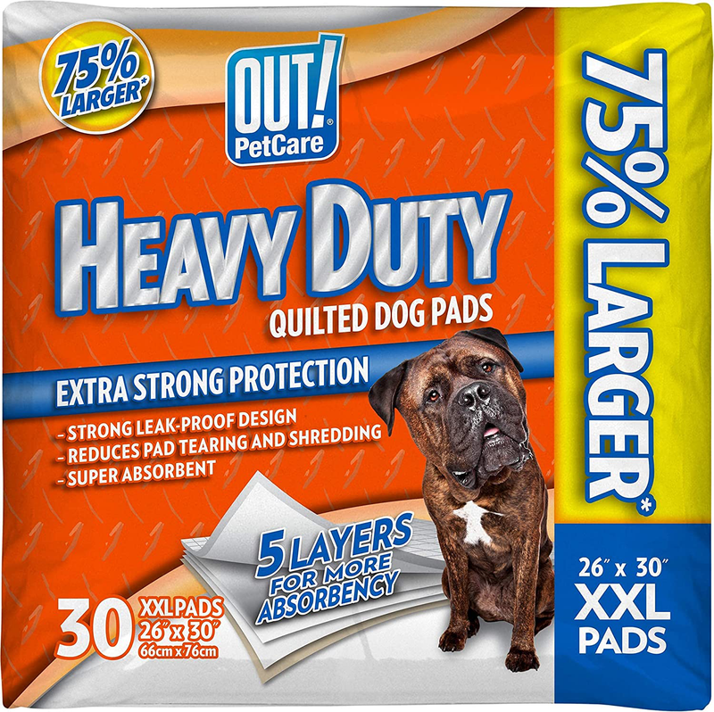 OUT! Heavy Duty XXL Dog Pads | Absorbent Pet Training and Puppy Pads | 30 Pads | 26 x 30 Inches Animals & Pet Supplies > Pet Supplies > Dog Supplies > Dog Diaper Pads & Liners OUT! .No Fuss  