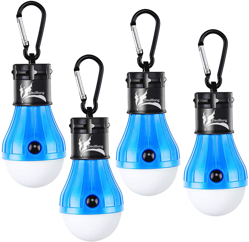 Dealbang Camping Gear and Equipment,Compact Camping Light Bulbs,Led Portable Hanging Battery Powered Tent Lights for Camping, Hiking, Outage Camping Essentials Accessories Sporting Goods > Outdoor Recreation > Camping & Hiking > Tent Accessories DealBang Blue,4-pcs  