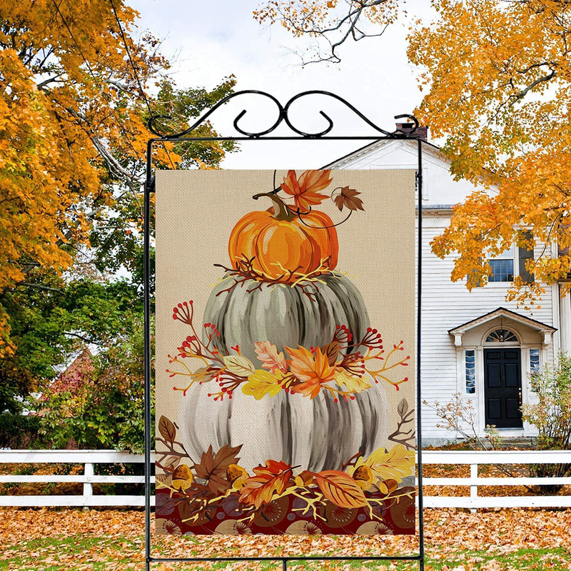 Covido Home Decorative Fall Pumpkin Patch Large House Flag, Maple Leaf Garden Yard Outside White Pumpkin Welcome Decor, Thanksgiving Outdoor Autumn Harvest Farmhouse Decorations Double Sided 28 x 40 Home & Garden > Decor > Seasonal & Holiday Decorations& Garden > Decor > Seasonal & Holiday Decorations Covido   