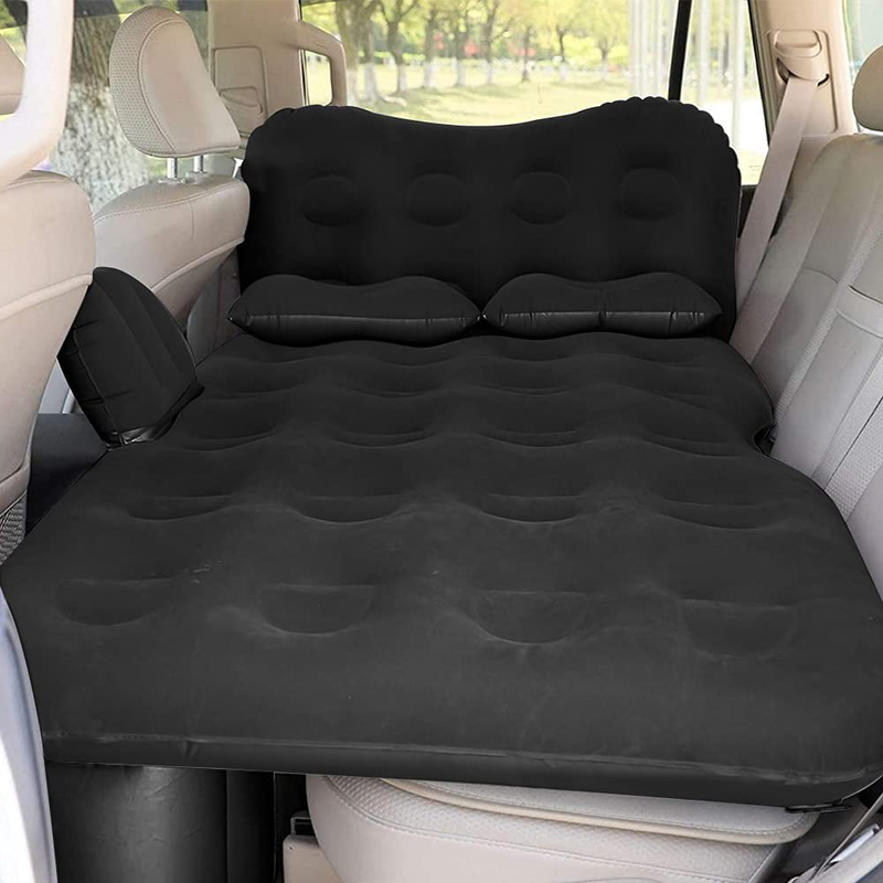 SAYGOGO Inflatable Car Air Mattress Travel Bed - Thickened Car Camping Bed Sleeping Pad with Electric Car Air Pump Flocking & PVC Surface Car Tent with 2 Pillows for SUV Sedan Pickup Back Seat Sporting Goods > Outdoor Recreation > Camping & Hiking > Tent Accessories SAYGOGO Black  