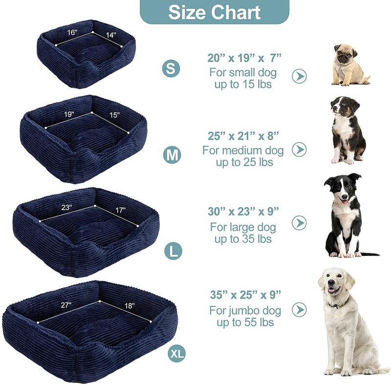 INVENHO Dog Beds for Small Medium Large Dogs Rectangle Washable Sleeping Puppy Bed Non-Slip Bottom Soft Orthopedic Pet Bed Calming Cat Beds for Indoor Cats 25 Inches (Navy Blue) Animals & Pet Supplies > Pet Supplies > Dog Supplies > Dog Beds INVENHO   