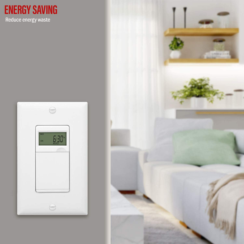 ENERLITES - HET01-C-W Programmable Digital Timer Switch for Lights, Fans, Motors, 7-Day 18 ON/OFF Timer Settings, Single Pole, Neutral Wire Required, UL Listed, HET01-C, White Home & Garden > Lighting Accessories > Lighting Timers Top Greener Inc   