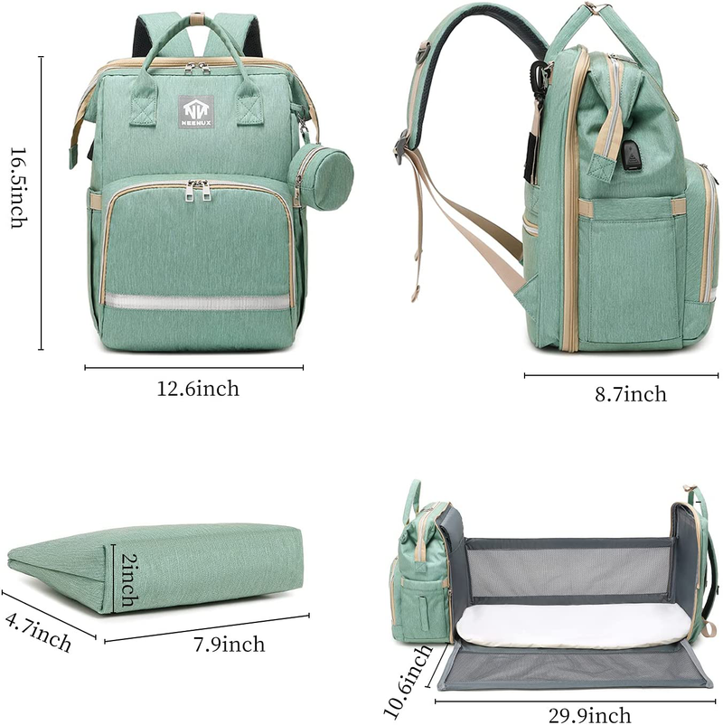 NEENUX Diaper Bag Backpack - 3 in 1 Diaper Bag with Changing Station, Baby Bag Diaper Backpack, Travel Bassinet Foldable Baby Bed, Portable Changing Pad, Baby Bags for Boys and Girls, Stroller Straps Sporting Goods > Outdoor Recreation > Camping & Hiking > Mosquito Nets & Insect Screens NEENUX   