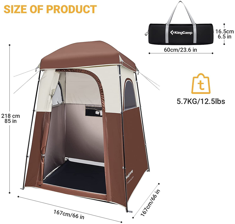 Kingcamp Outdoor Privacy Tent, Oversize Shower Tent for Camping, Portable Camping Privacy Shelter Dressing Rroom Changing Room Tent with Carry Bag, Easy Set Up, 1 Room/2 Rooms Sporting Goods > Outdoor Recreation > Camping & Hiking > Portable Toilets & Showers KingCamp   