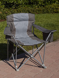 Livingxl 1000-Lb. Capacity Heavy-Duty Portable Oversized Chair, Collapsible Padded Arm Chair with Cup Holders and Lower Mesh Side Pocket, Black Sporting Goods > Outdoor Recreation > Camping & Hiking > Camp Furniture LivingXL Charcoal  