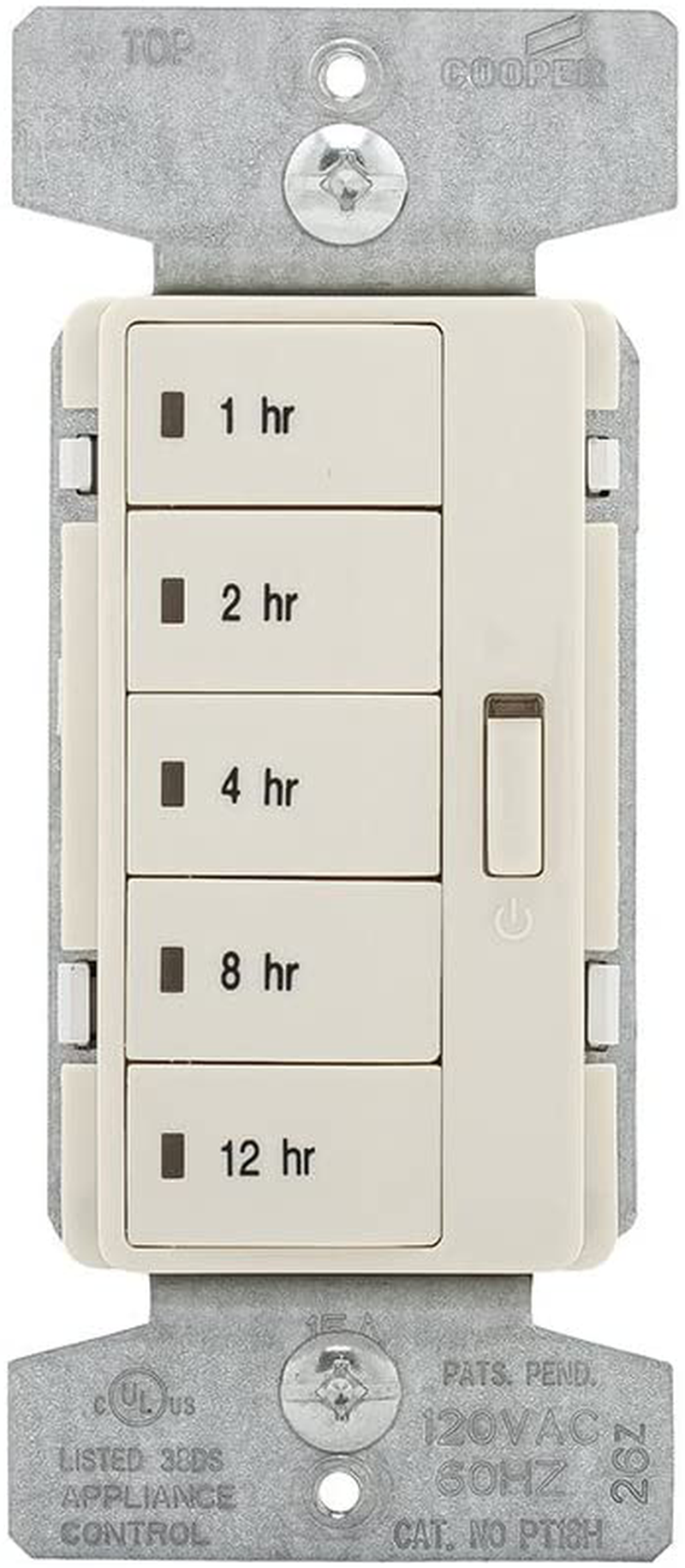 Eaton PT18H-LA 1800W 15 Amp 5-Button Hour Timer with Off Single-Pole, Light Almond Home & Garden > Lighting Accessories > Lighting Timers EATON Default Title  