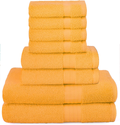 Glamburg Ultra Soft 8 Piece Towel Set - 100% Pure Ring Spun Cotton, Contains 2 Oversized Bath Towels 27x54, 2 Hand Towels 16x28, 4 Wash Cloths 13x13 - Ideal for Everyday use, Hotel & Spa - Light Grey Home & Garden > Linens & Bedding > Towels GLAMBURG Mustard  