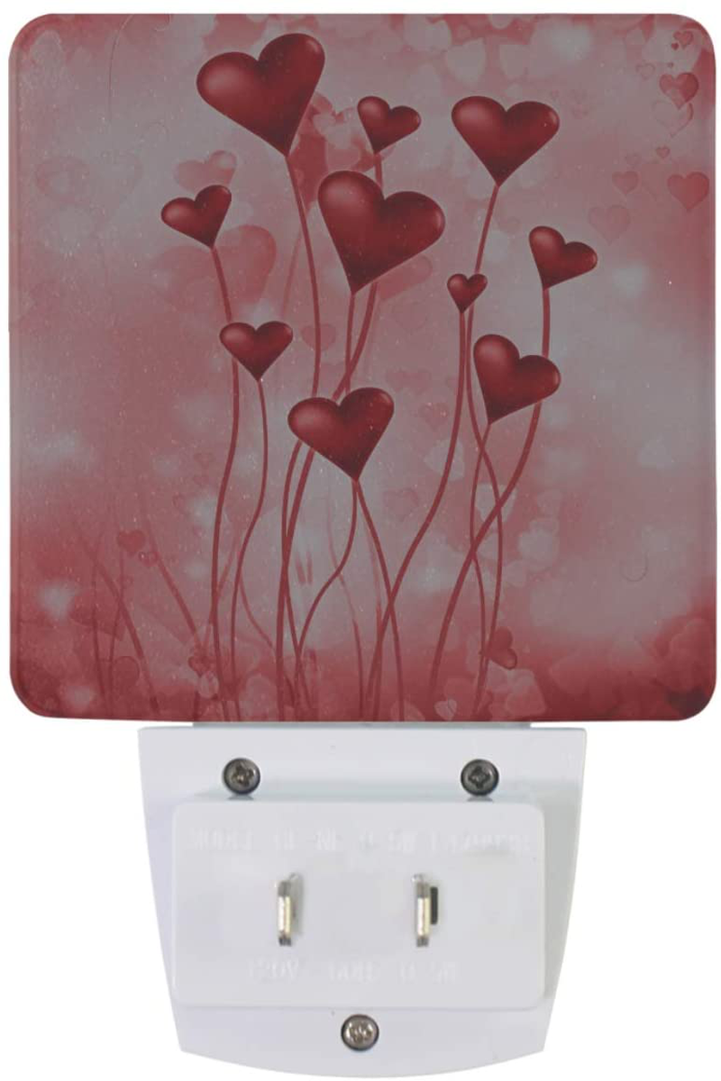 Vdsrup Romantic Love Hearts Night Light Set of 2 Valentines Day Plug-In LED Nightlights Auto Dusk-To-Dawn Sensor Lamp for Bedroom Bathroom Kitchen Hallway Stairs