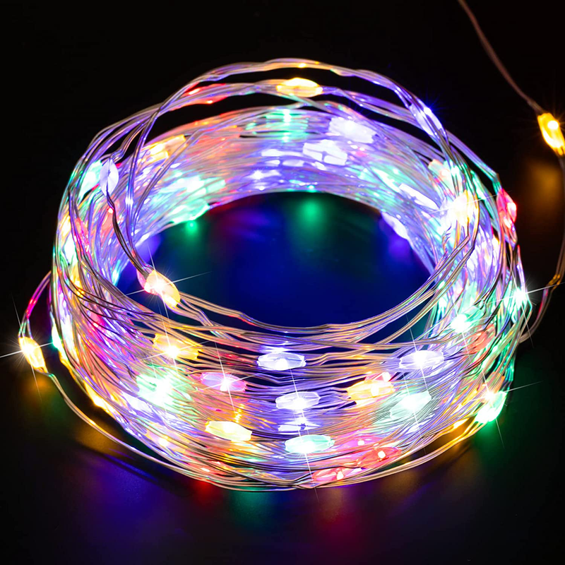 Fairy Lights Plug In, 70Ft 200 Led Waterproof Firefly Lights on Silver Wire UL Adaptor Included, Starry String Lights for Wedding Indoor Outdoor Christmas Patio Garden Decoration, White Home & Garden > Lighting > Light Ropes & Strings Minetom Without Remote-Multicolor  