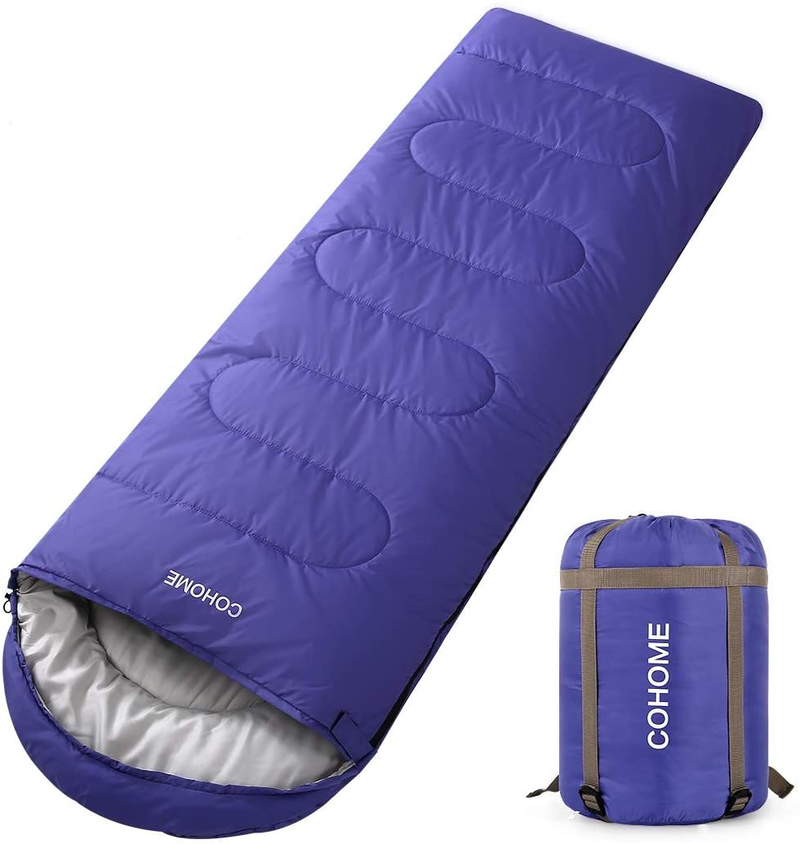 COHOME Sleeping Bag - Adults & Kids (Summer)-Warm and Cold Weather Lightweight Waterproof Camping Backpacking Hiking Outdoor & Indoor Use Bag with Compression Sack. Sporting Goods > Outdoor Recreation > Camping & Hiking > Sleeping Bags COHOME Purple/ Right Zipper Single 