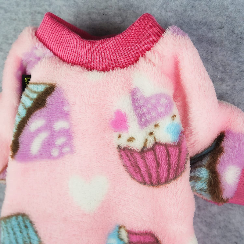 Fitwarm Sweet Cupcake Pet Clothes for Dog Pajamas PJS Coat Soft Velvet Pink XS Animals & Pet Supplies > Pet Supplies > Dog Supplies > Dog Apparel Fitwarm   