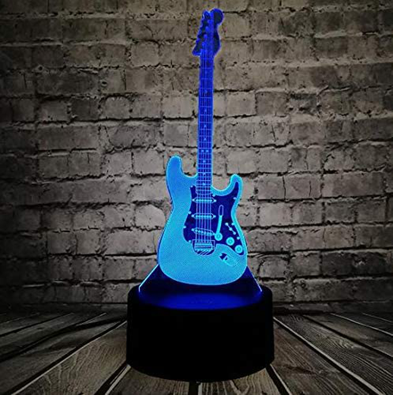 RUMOCOVO Creative Electric Guitar 3D Night Light LED 7 Color Changing Touch Table Lamp Valentine'S Day Birthday Gifts Home Office Decorations Lamp