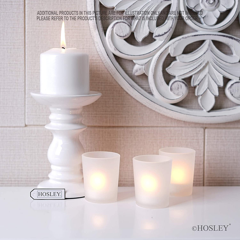 Hosley Set of 2 Ceramic White Pillar Candle Holders 6 Inch High Ideal for LED and Pillar Candles Gifts for Wedding Party Home Spa Reiki Aromatherapy Votive Candle Gardens W5 Home & Garden > Decor > Home Fragrances > Candles HG Global   