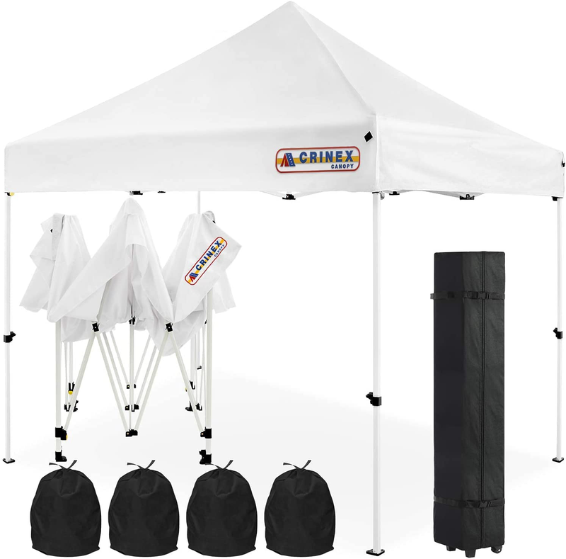 CRINEX 10x10 Canopy Tent White, Pop Up Portable Shade Instant Folding Outdoor Gazebo Canopy Tent with Black Carry Bag Home & Garden > Lawn & Garden > Outdoor Living > Outdoor Structures > Canopies & Gazebos CRINEX 10*10  
