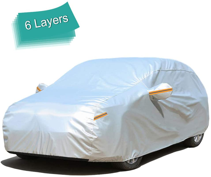 GUNHYI Car Cover Waterproof All Weather for Automobiles, 6 Layer Heavy Duty Outdoor Cover, Sun Rain Uv Protection, Fit Sedan (Length 182-191inch)  GUNHYI F6 - Fit Hatchback length 165-178 inch  