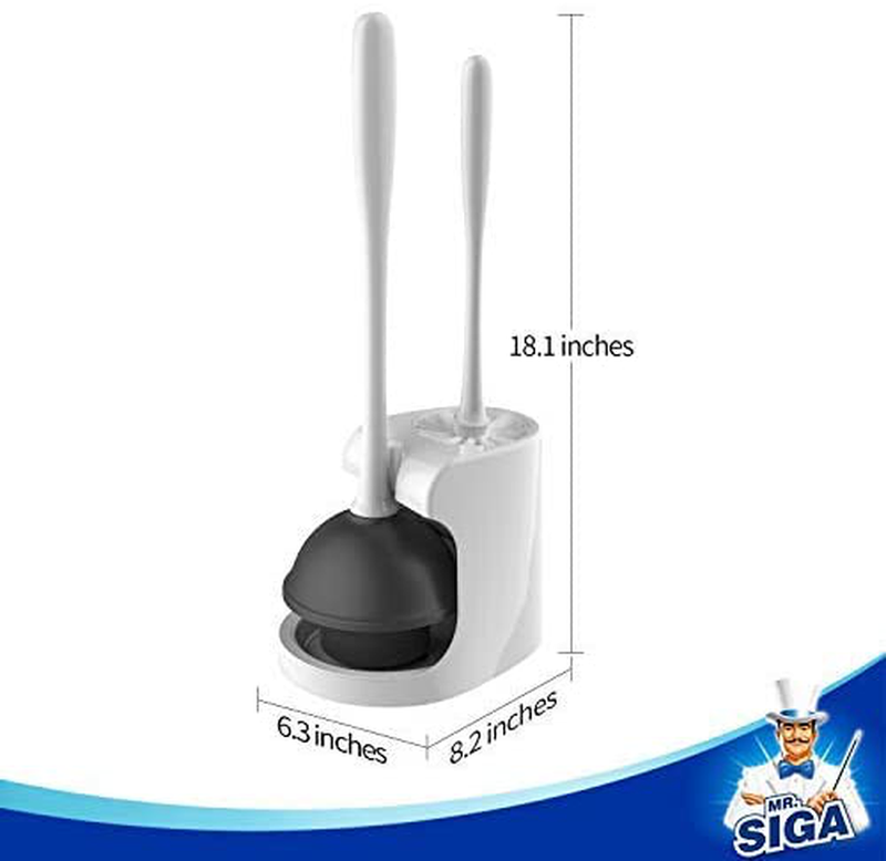 MR.SIGA Toilet Plunger and Bowl Brush Combo for Bathroom Cleaning, White, 1 Set Home & Garden > Household Supplies > Storage & Organization MR.SIGA   