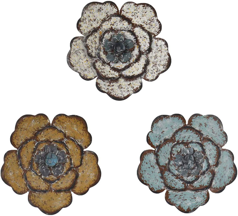 Metal Flower Wall Decor Multiple Layer Wall Art Decoratin for Home Living Room Outdoor Garden Porch Patio (Rose Gold) Home & Garden > Decor > Artwork > Sculptures & Statues YSHU Colorful  
