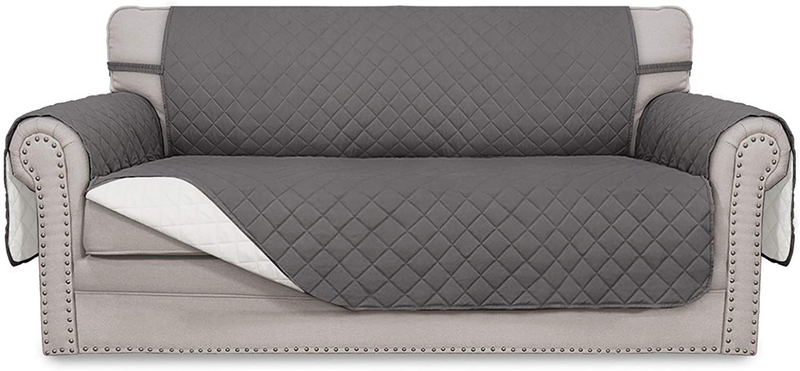 Easy-Going Sofa Slipcover Reversible Loveseat Sofa Cover Couch Cover for 2 Cushion Couch Furniture Protector with Elastic Straps for Pets Kids Dog Cat (Oversized Loveseat, Gray/Light Gray) Home & Garden > Decor > Chair & Sofa Cushions Easy-Going Gray/Ivory 54'' 
