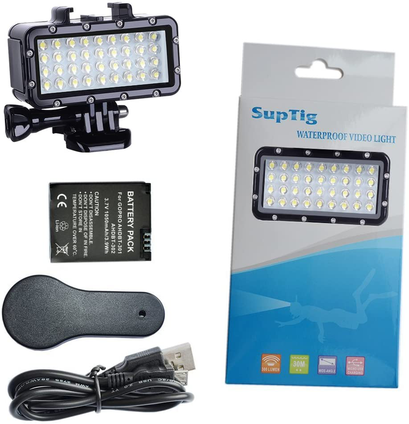 Suptig Diving light High Power Dimmable Waterproof LED Video Light Fill Night Light Diving Underwater Light Waterproof 147ft(45m) for Gopro Max Hero 9 Hero 8 Hero 7 Hero 5/6/5S/4/4S/3+/2/YI Action Cam Home & Garden > Pool & Spa > Pool & Spa Accessories Suptig   