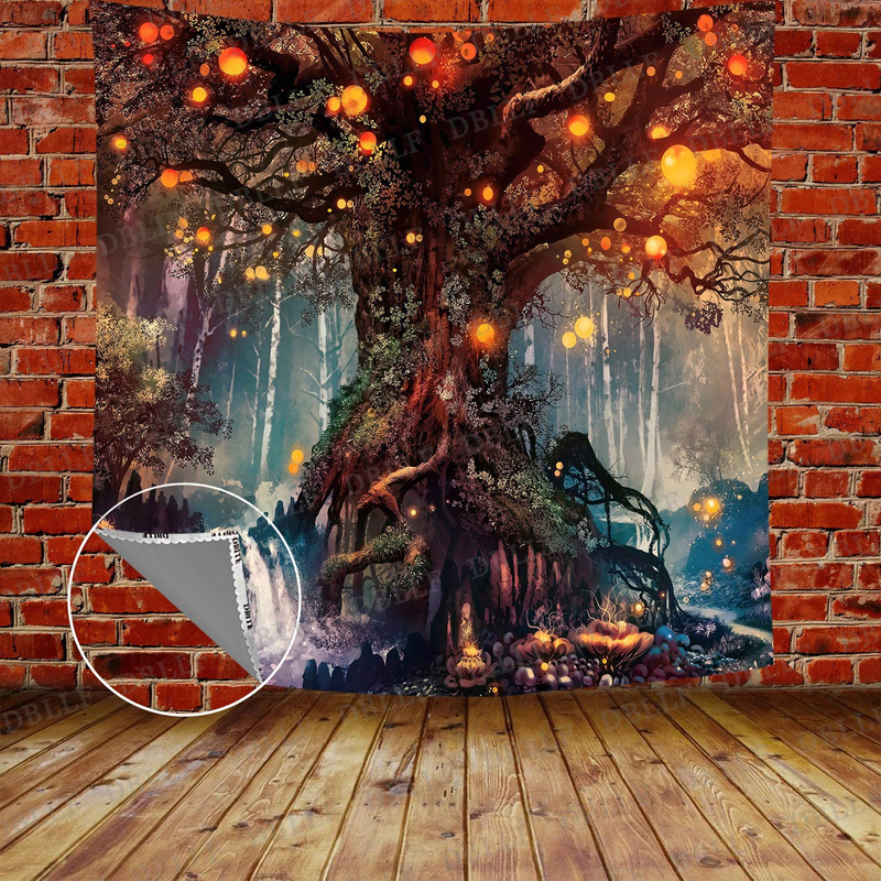 DBLLF Fantasy Plant Magical Forest Tapestry Fantasy Fairy Tales Tapestry A Large Flannel Life Tree Elves Waterfalls Stream Fairy Tales Wall Art Hanging with River Bedroom Living Room 80" 60" DBZY0425 Home & Garden > Decor > Artwork > Decorative TapestriesHome & Garden > Decor > Artwork > Decorative Tapestries DBLLF 84Wx90L  