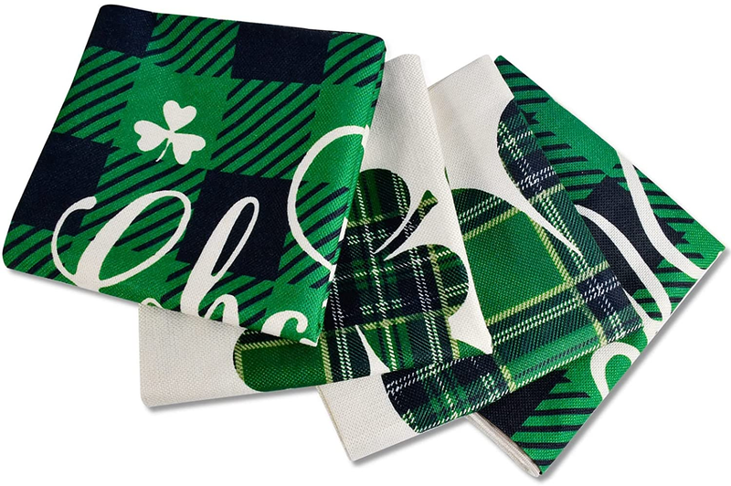 St Patricks Day Pillow Covers Decorations, 18X18 Set of 4 Throw Pillows Cover Lucky Green Shamrock Home Decor Ornaments for Irish Saint Patrick'S Day Arts & Entertainment > Party & Celebration > Party Supplies TGOOD   