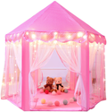 Sumbababy Princess Castle Tent for Girls Fairy Play Tents for Kids Hexagon Playhouse with Fairy Star Lights Toys for Children or Toddlers Indoor or Outdoor Games (Pink) Sporting Goods > Outdoor Recreation > Camping & Hiking > Tent Accessories Sumbababy Pink  
