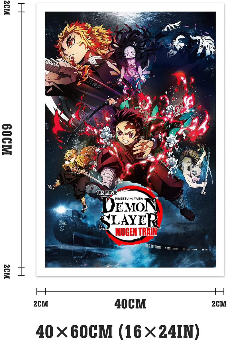DERUI-ART Anime Demon Slayer Poster Prints on Canvas Wall Art 16X24 Inch Living Room Bedroom Decorative Painting Fans Gift No Frame Home & Garden > Decor > Artwork > Posters, Prints, & Visual Artwork DERUI-ART   