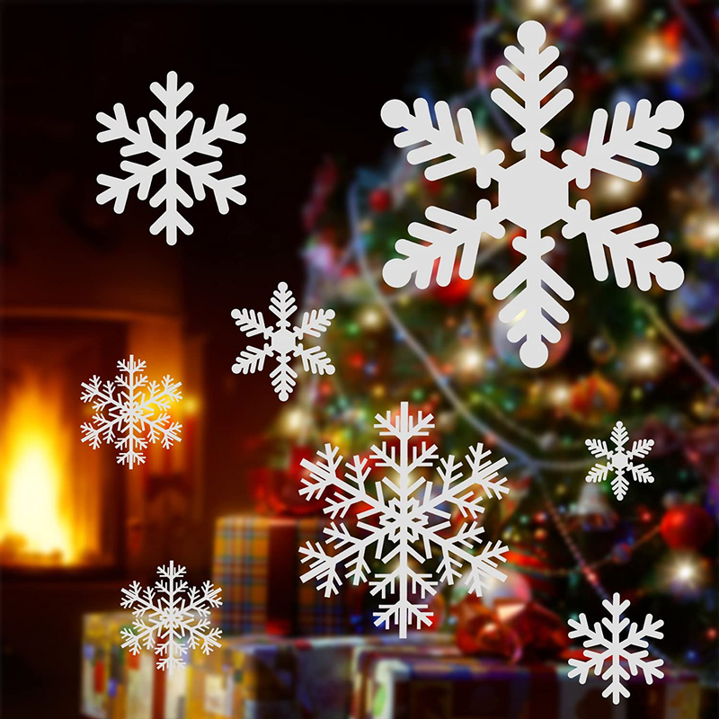 Kesoto Christmas Decoration Snowflake Window Clings Glueless PVC Wall Stickers for Windows Glasses, Pack of 96