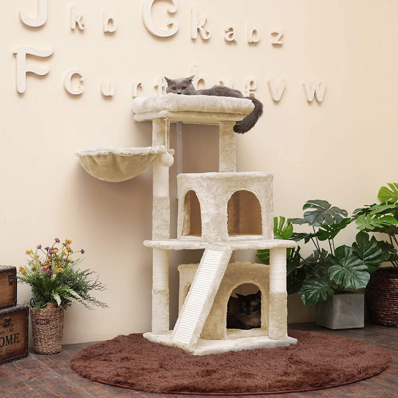 Hey-brother 41.34 inches Cat Tree with Scratching Board, 2 Luxury Condos, Cat Tower with Padded Plush Perch and Cozy Basket Animals & Pet Supplies > Pet Supplies > Cat Supplies > Cat Beds Hey-brother   