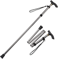 Collapsible Walking Stick for the Old Men Women Adjustable Folding Trekking Pole with Comfortable T Handles Sporting Goods > Outdoor Recreation > Camping & Hiking > Hiking Poles ATURQBRIS Silver  