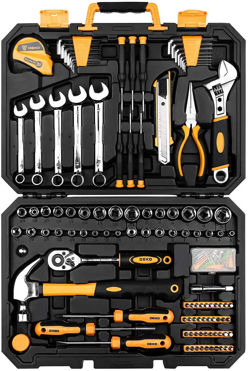 DEKOPRO 158 Piece Tool Set-General Household Hand Tool Kit,Auto Repair Tool Set, with Plastic Toolbox Storage Case
