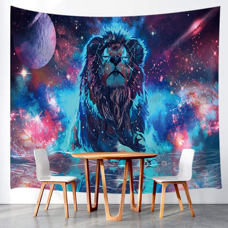 KOTOM Fantasy Tapestry, Universe Galaxy Lion Tapestry for Boys Bedroom, Blacklight Fabric Tapestry Wall Hanging for Bedroom Living Room Dorm Teens Room 71X60Inches Wall Blankets