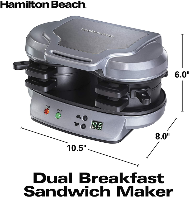 Hamilton Beach Dual Breakfast Sandwich Maker with Timer, Silver (25490A) Home & Garden > Kitchen & Dining > Kitchen Tools & Utensils > Kitchen Knives Hamilton Beach   