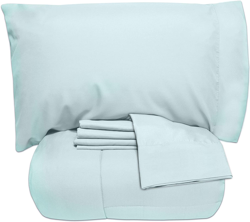 Sweet Home Collection 5 Piece Comforter Set Bag Solid Color All Season Soft Down Alternative Blanket & Luxurious Microfiber Bed Sheets, Twin, Red Home & Garden > Linens & Bedding > Bedding Sweet Home Collection Aqua Twin 