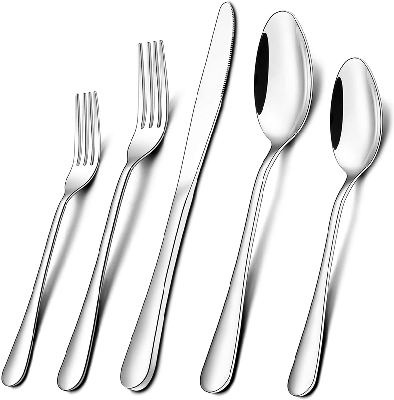 Silverware Set 20-Piece, Wildone Stainless Steel Flatware Cutlery Set Service for 4, Tableware Eating Utensils Include Knife/Fork/Spoon, Mirror Polished, Dishwasher Safe Home & Garden > Kitchen & Dining > Tableware > Flatware > Flatware Sets Wildone Silver 20 Piece 