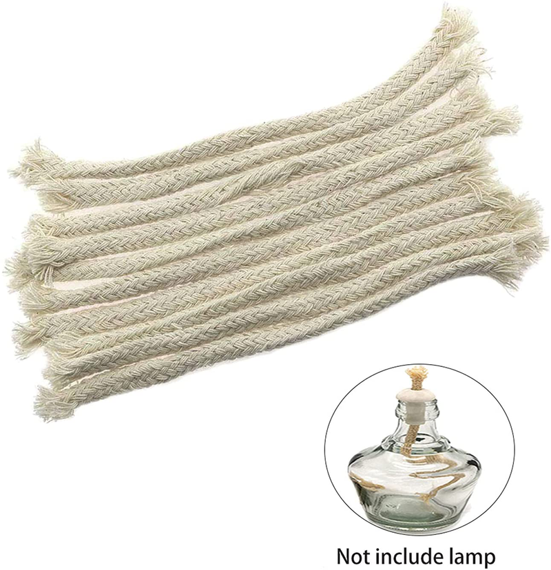 Sovolee 1/4" Round Cotton Oil Lamp Wicks, Braided Cotton Replacement Wick for Kerosene Oil Lamp and Oil Burners Lantern (20 Pcs, Not Included lamp)