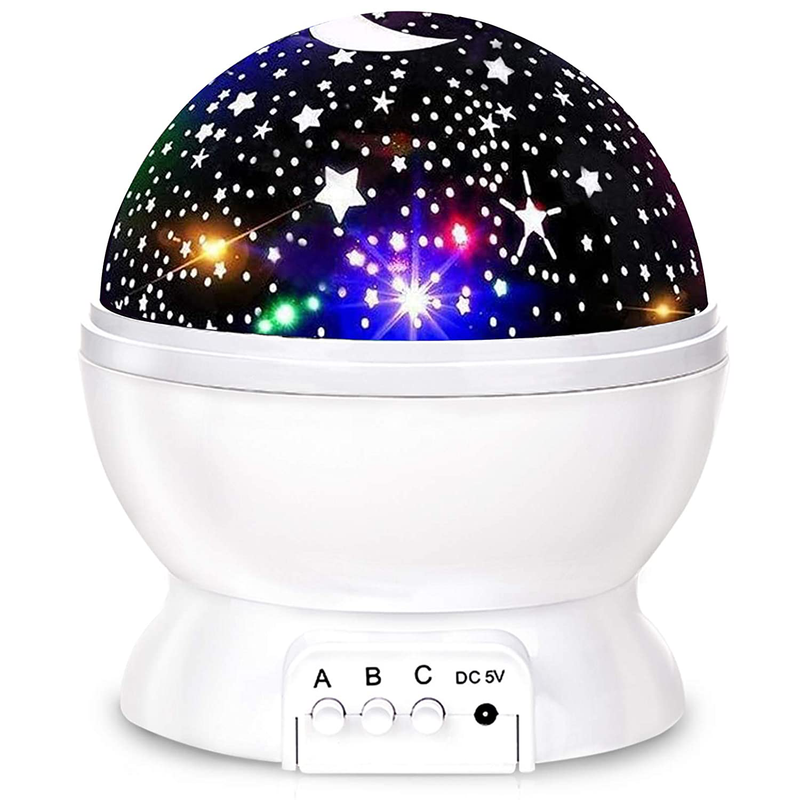 Kids Star Night Light, 360-Degree Rotating Star Projector, Desk Lamp 4 LEDs 8 Colors Changing with USB Cable, Best for Children Baby Bedroom and Party Decorations Home & Garden > Lighting > Night Lights & Ambient Lighting SUNNEST White  