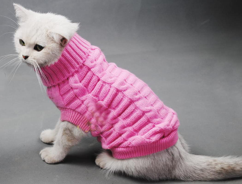 Evursua Pet Cat Sweater Kitten Clothes for Cats Small Dogs,Turtleneck Cat Clothes Pullover Soft Warm,Fit Kitty,Chihuahua,Teddy,Poodle,Pug Animals & Pet Supplies > Pet Supplies > Cat Supplies > Cat Apparel Evursua Pink X-Small 