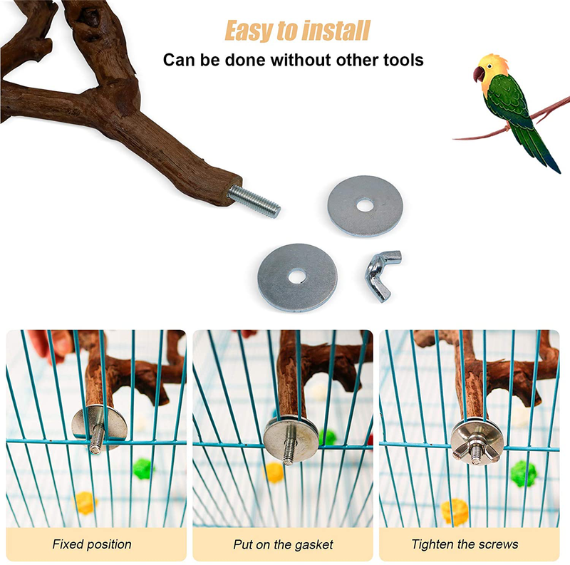 Parrot Perch Stands Birds Stand Pole Natural Wild Grape Stick Grinding Paw Climbing Standing Cage Accessories Toy Branches for Parakeet, Budgies, Lovebirds
