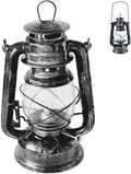 rnuie Oil Lamps for Indoor and Outdoor Use,Rustic Kerosene Vintage Burning Lantern Lamp,Decorative Hanging Hurricane Lamp Home & Garden > Lighting Accessories > Oil Lamp Fuel rnuie Old Silver  